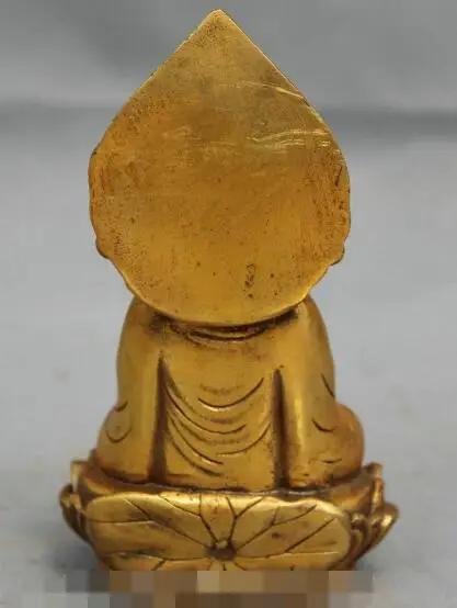 S2121 Folk Chinese Bronze Gilt Buddhism Pot Kwan-Yin GuanYin Buddha Goddess Statue