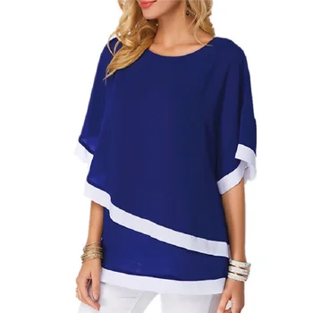 S-5XL Large Size Casual Women Summer Blouse Batwing Sleeve Patchwork Irregular Loose Chiffon Blouse Plus Size Female Summer Tops
S-5XL Large Size Casual Women Summer Blouse Batwing Sleeve Patchwork Irregular Loose Chiffon Blouse Plus Size Female Summer Tops