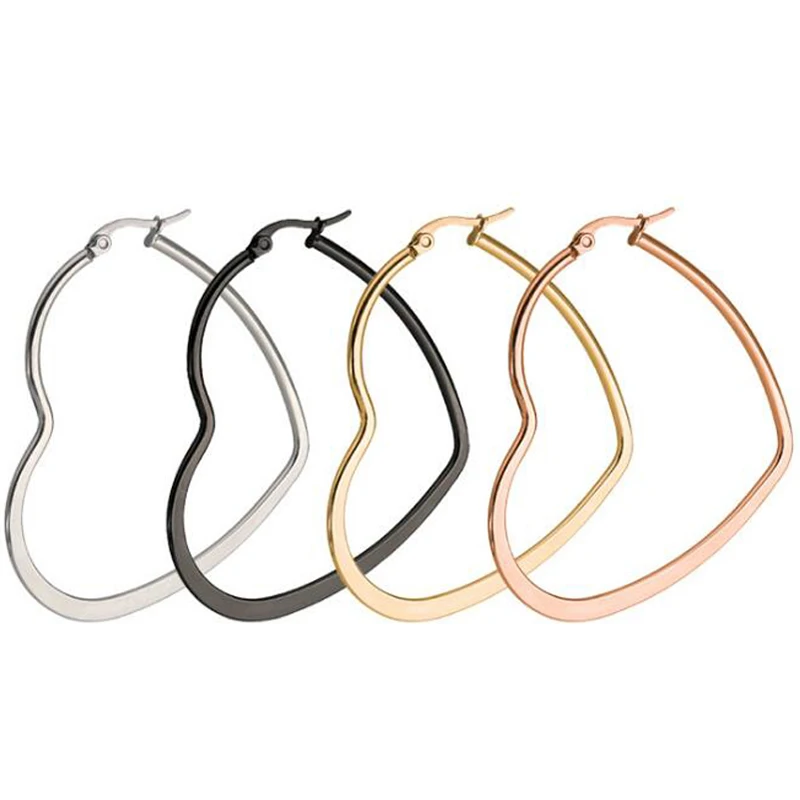 2 Pieces Fashion Female Big Hoop Earrings Punk Love Heart Huggie Earring Stainless Steel Jewelry for Women Wedding
2 Pieces Fashion Female Big Hoop Earrings Punk Love Heart Huggie Earring Stainless Steel Jewelry for Women Wedding