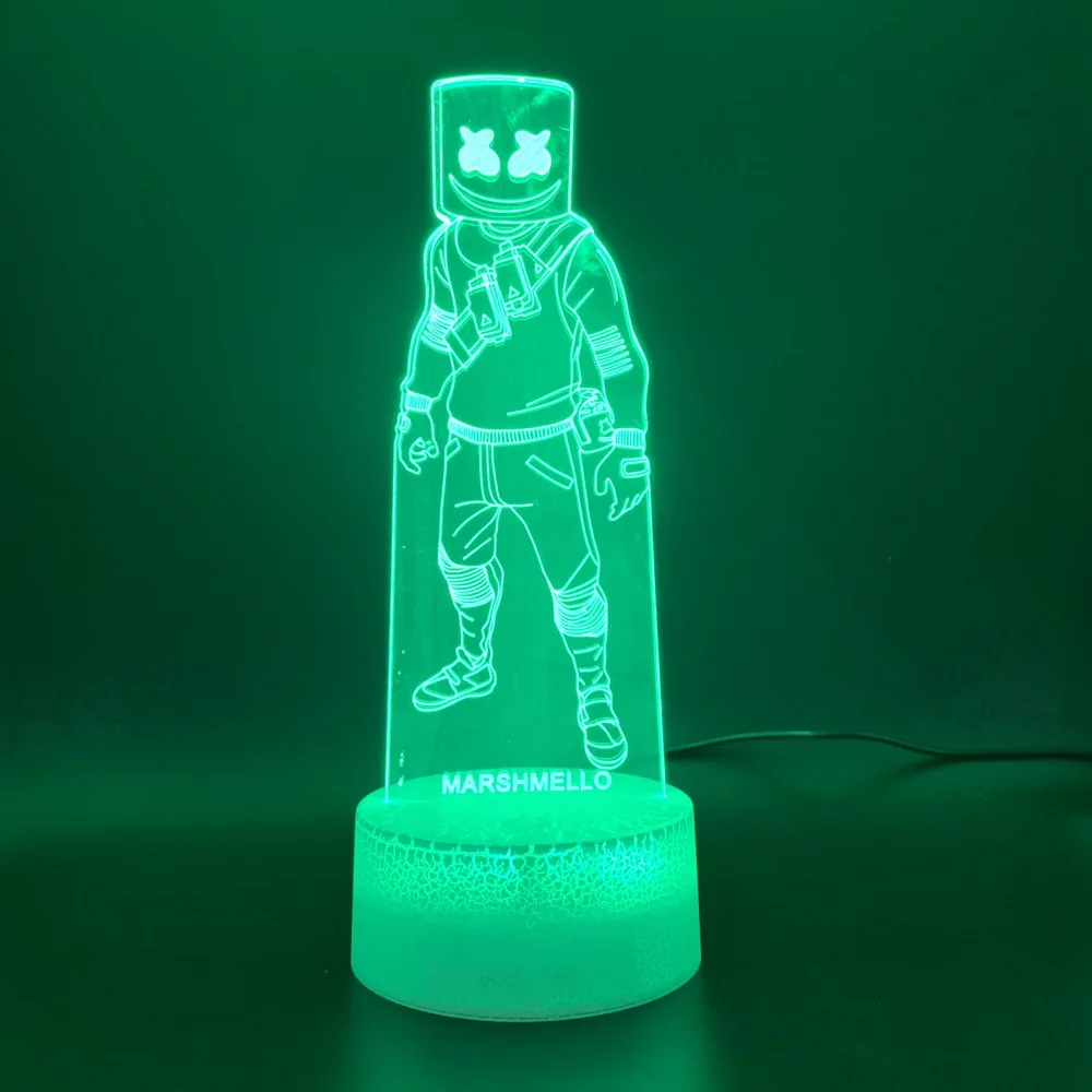 Battle Royale Game Marshmello Skin Figure Led Novelty Night Light For Kid Home Deco Child Game 3D Lamp Marshmallow
Battle Royale Game Marshmello Skin Figure Led Novelty Night Light For Kid Home Deco Child Game 3D Lamp Marshmallow