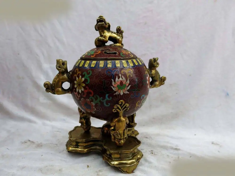 9" China bronze Cloisonne carved Six Foo Dogs Lion censer Incense burner Statue (D0426)
9" China bronze Cloisonne carved Six Foo Dogs Lion censer Incense burner Statue (D0426)