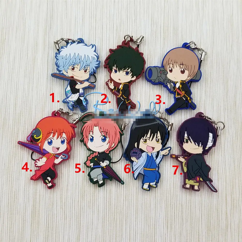 Фото T942 Anime Gintama rubber Keychain Key Ring Straps Rare cosplay | Дом и сад