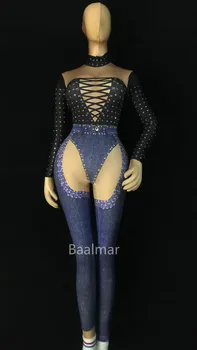 Black Bandage Pattern Sexy Jumpsuit Costume Bling Crystals Stretch Bodysuit Outfit Nightclub Female Singer Show Stage Wear
Black Bandage Pattern Sexy Jumpsuit Costume Bling Crystals Stretch Bodysuit Outfit Nightclub Female Singer Show Stage Wear