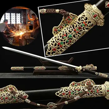 Full Copper/Gemstone Hand-made Damascus Steel Double Edge Sharp KungFu Han Jian Tang Sword Katana
Full Copper/Gemstone Hand-made Damascus Steel Double Edge Sharp KungFu Han Jian Tang Sword Katana