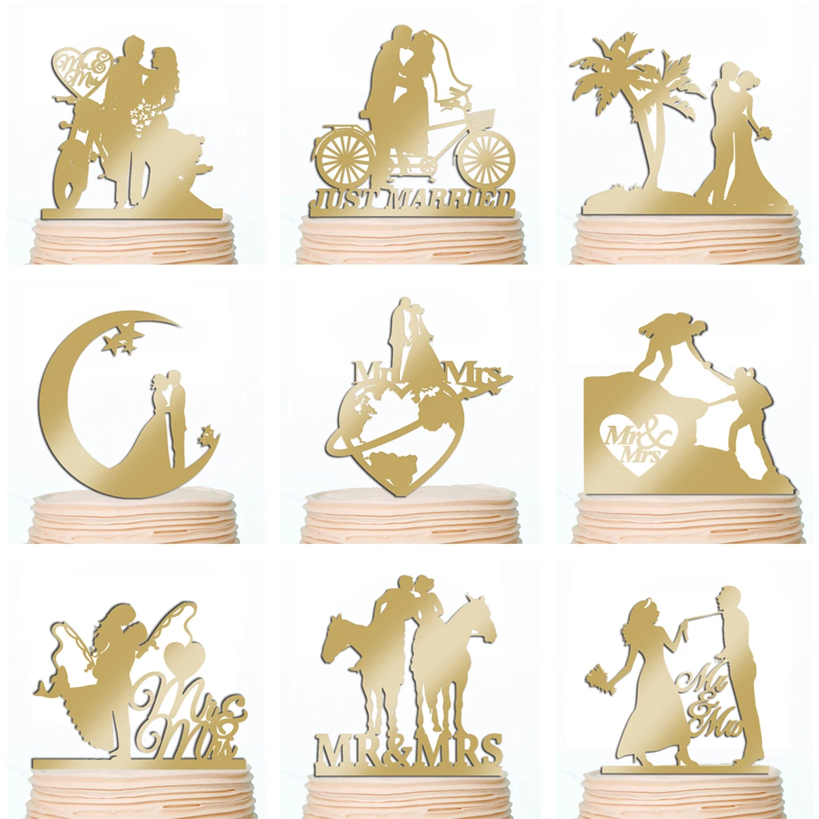 Bride and Groom Wedding Cake Toppers Fishing Motorbike Palm Tree Outdoor Sports Bike Rustic Country Horse Tractor Decorations
Bride and Groom Wedding Cake Toppers Fishing Motorbike Palm Tree Outdoor Sports Bike Rustic Country Horse Tractor Decorations