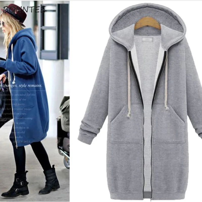Hoodies Women Autumn Plus Size Hooded Clothing Thick Zipper Womens Long Solid Coats All-match Simple Loose Leisure Korean Hoodie
Hoodies Women Autumn Plus Size Hooded Clothing Thick Zipper Womens Long Solid Coats All-match Simple Loose Leisure Korean Hoodie