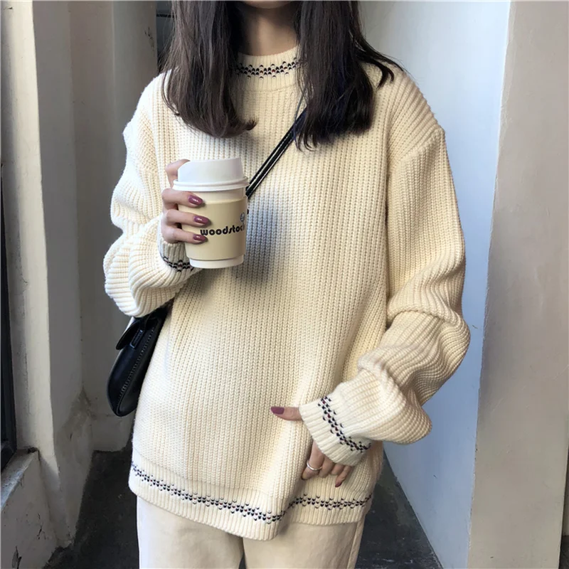 Korean Autumn Winter Knitted Loose Sweaters Women Casual O Neck Long Sleeve Oversized Pullovers Female Harajuku All Match Jumper
Korean Autumn Winter Knitted Loose Sweaters Women Casual O Neck Long Sleeve Oversized Pullovers Female Harajuku All Match Jumper