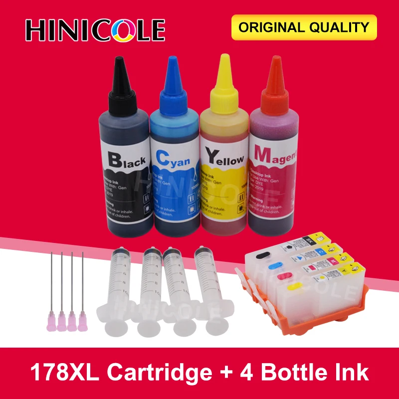 HINICOLE Replacement for HP 178 178XL Refillable ink Cartridge for HP Photosmart 5510 5515 6510 7510 B109 + Printer Dye Ink
HINICOLE Replacement for HP 178 178XL Refillable ink Cartridge for HP Photosmart 5510 5515 6510 7510 B109 + Printer Dye Ink