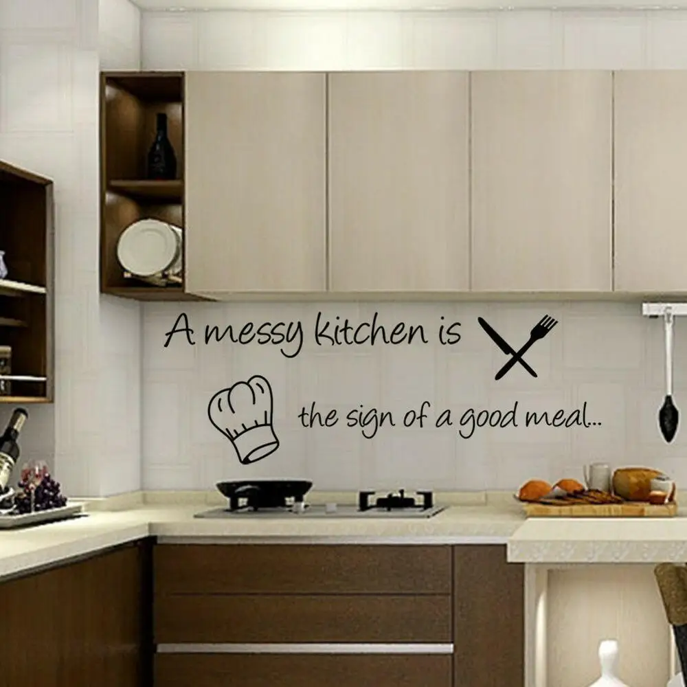 Amessy Kitchen Is The Sign Of A Good Meal Wall Stickers And Graphics For Home Design Art Decal Qoute Diy GA083 | Дом и сад