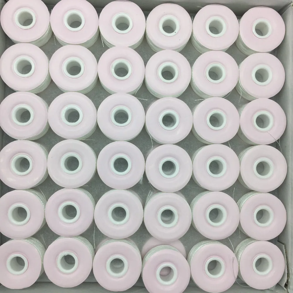 

High Quality 100% polyester paper side bobbin thread 144pcs/box Size L White/ Black 75D/2 Paper side prewound bobbins