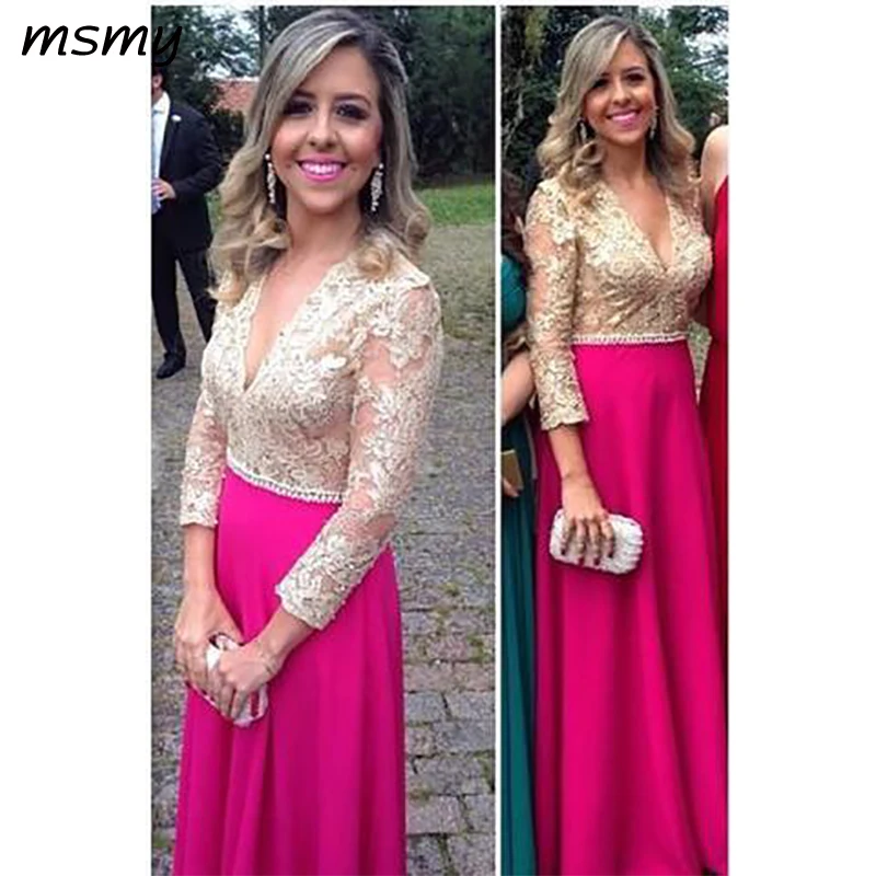 2019 Elegant Beautiful A Line Chiffon Lace Long Sleeves Bridesmaid Dressese Party Prom Dresses Custom Made Custom Made
2019 Elegant Beautiful A Line Chiffon Lace Long Sleeves Bridesmaid Dressese Party Prom Dresses Custom Made Custom Made