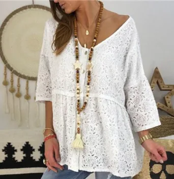 Lace floral blouse summer 2019 Women loose hollow out casual holiday Pullover White Black Top ladies Plus size 5XL Large shirt
Lace floral blouse summer 2019 Women loose hollow out casual holiday Pullover White Black Top ladies Plus size 5XL Large shirt