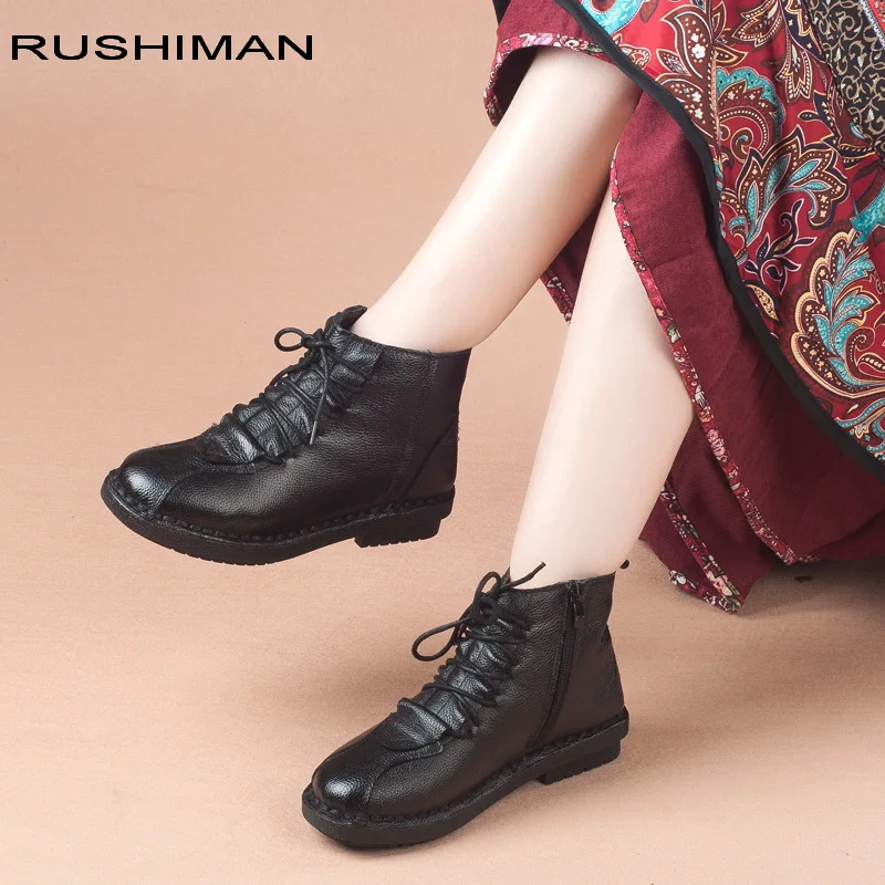 RUSHIMAN Hot Sale Shoe Knight boots Genuine Leather Ankle Shoes 2018 Winter Fashion Women Boots Soft Casual Flat Shoes
RUSHIMAN Hot Sale Shoe Knight boots Genuine Leather Ankle Shoes 2018 Winter Fashion Women Boots Soft Casual Flat Shoes
