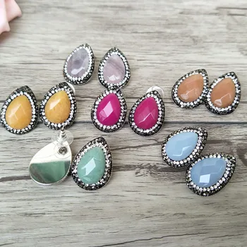 6 Pairs/lot Nature Water Drop Stone Stud Earrings,with Crystal Zircon Paved Stud Earrings,Charm Jewelry Earrings ER430
6 Pairs/lot Nature Water Drop Stone Stud Earrings,with Crystal Zircon Paved Stud Earrings,Charm Jewelry Earrings ER430