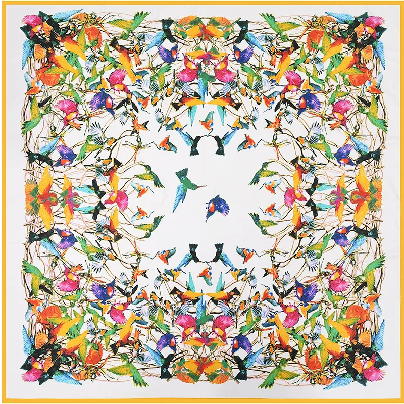 2019 Women Silk Scarf Large Shawls Stoles Bird Flower Tree Print Square Scarves Fashion Femme Wrap Bandanas 130*130CM 
2019 Women Silk Scarf Large Shawls Stoles Bird Flower Tree Print Square Scarves Fashion Femme Wrap Bandanas 130*130CM
