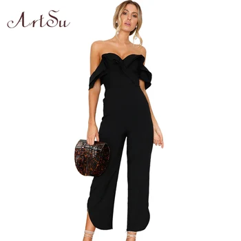 ArtSu Sexy Backless off Shoulder Black Jumpsuit Women Tiered Ruffle Jumpsuit Romper Pocket Casual Overall Female ASJU30399
ArtSu Sexy Backless off Shoulder Black Jumpsuit Women Tiered Ruffle Jumpsuit Romper Pocket Casual Overall Female ASJU30399