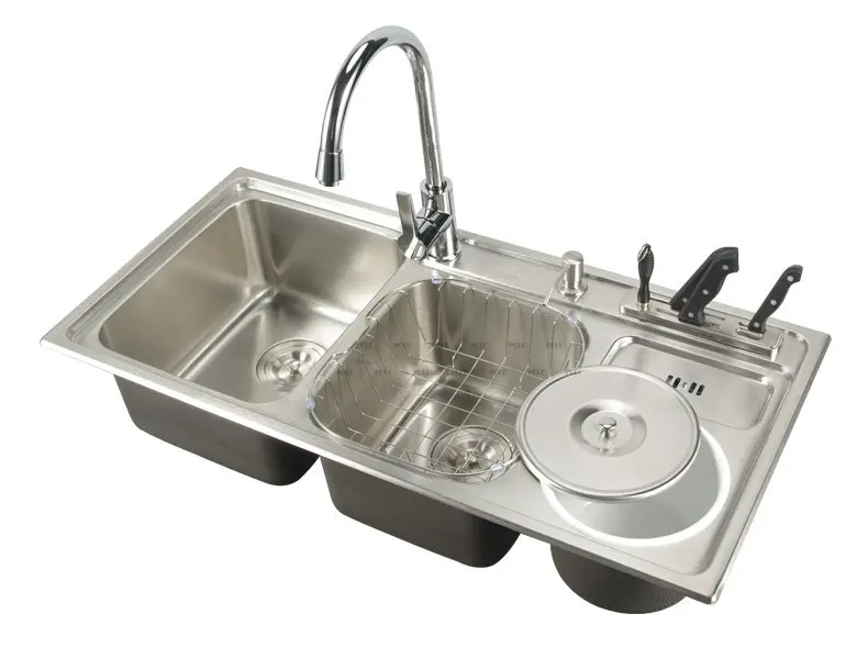 

groove kitchen vegetable washing basin, sink drawing thickening double groove double groove 304 stainless steel basin