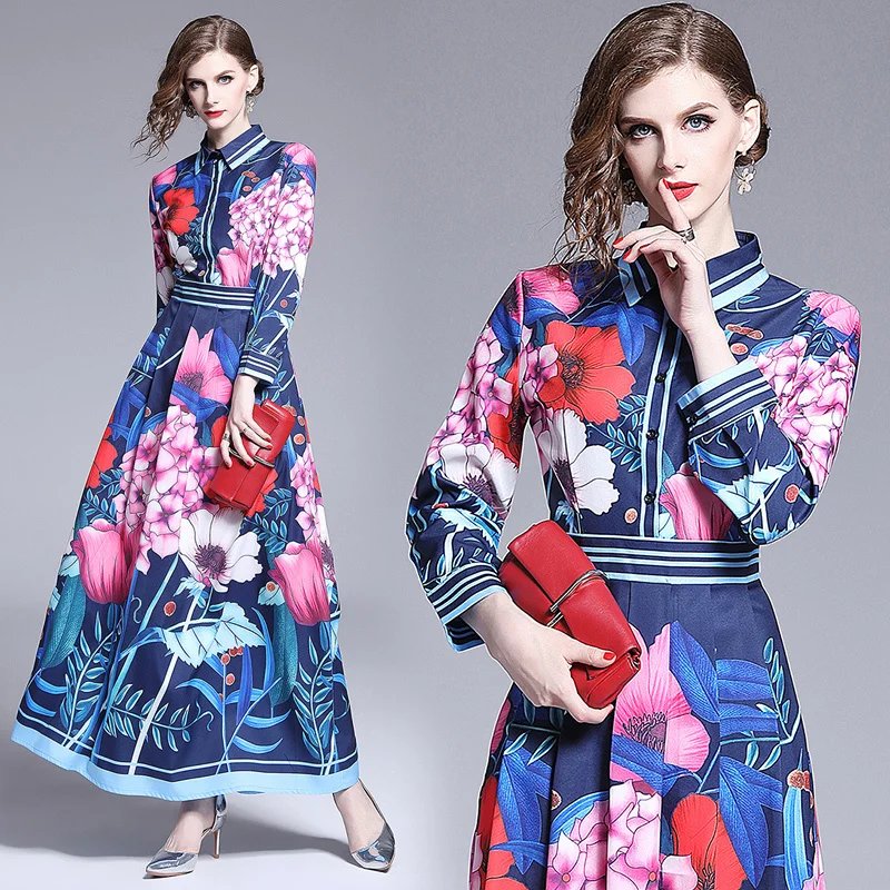 2019 Spring Summer Fall Runway Vintage Floral Print Collar Long Sleeve Empire Waist Women Lady Party Casual A-Line Maxi Dress
2019 Spring Summer Fall Runway Vintage Floral Print Collar Long Sleeve Empire Waist Women Lady Party Casual A-Line Maxi Dress