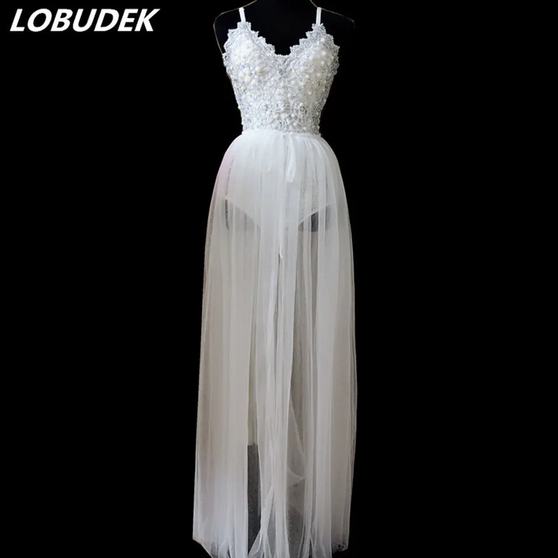 Nightclub Female Singer Performance Clothing White Pearls Bodysuit Skirt Swing Stage Outfits Prom Party Host Show Modern Costume
Nightclub Female Singer Performance Clothing White Pearls Bodysuit Skirt Swing Stage Outfits Prom Party Host Show Modern Costume