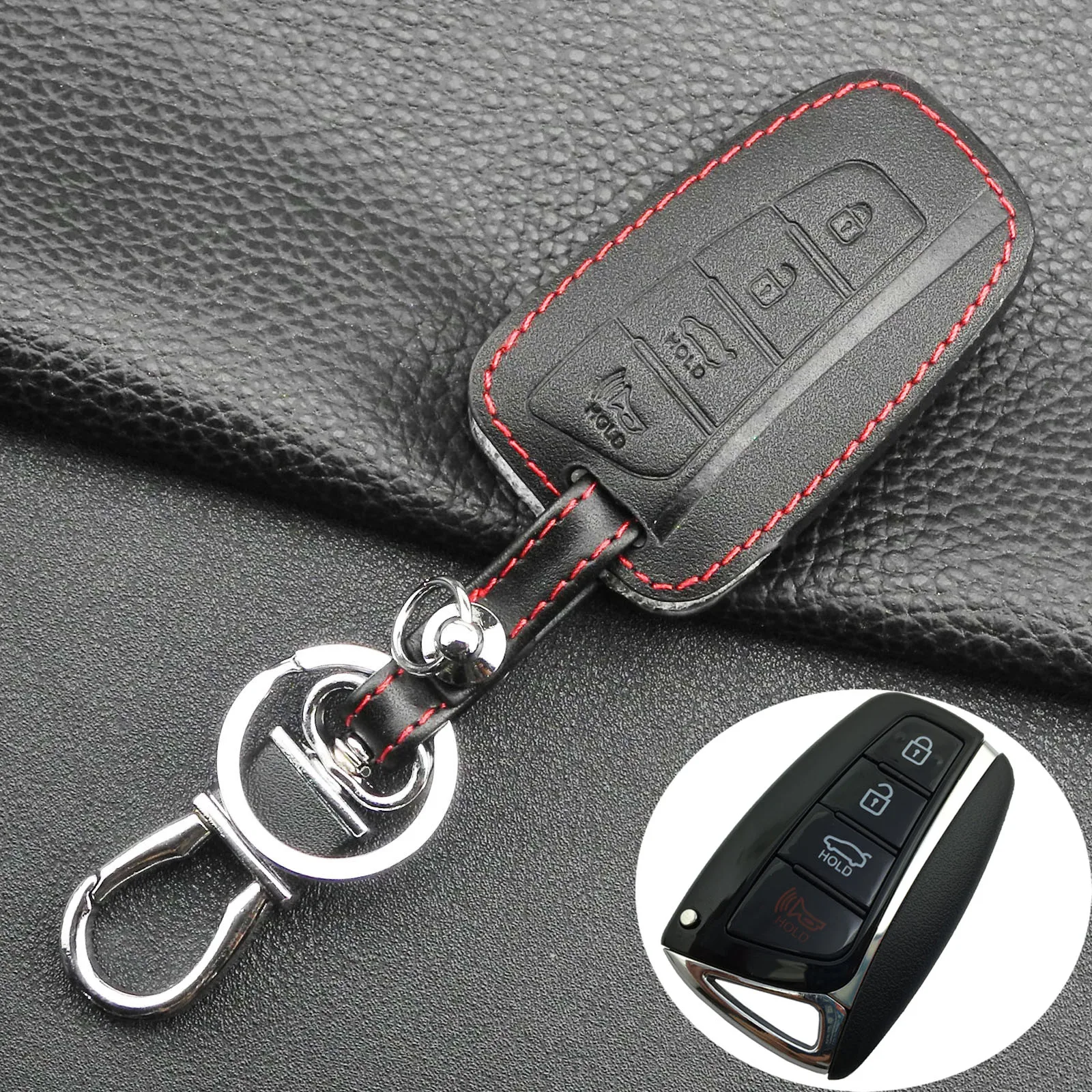 jingyuqin Genuine Leather 4Button Keyless Entry Smart Key Case Cover For Hyundai SantaFe/Equus/Azera/Genesis L110
jingyuqin Genuine Leather 4Button Keyless Entry Smart Key Case Cover For Hyundai SantaFe/Equus/Azera/Genesis L110