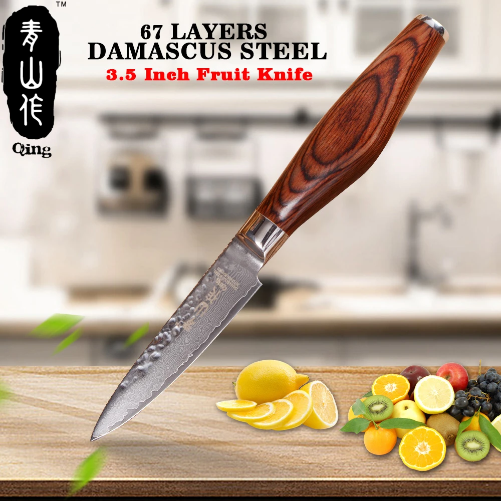 QING VG10 Damascus Kitchen Knife High Quality Japanese Damascus Steel Cooking Tool 3.5" Paring Knife Red Brown Color Wood Handle
QING VG10 Damascus Kitchen Knife High Quality Japanese Damascus Steel Cooking Tool 3.5" Paring Knife Red Brown Color Wood Handle