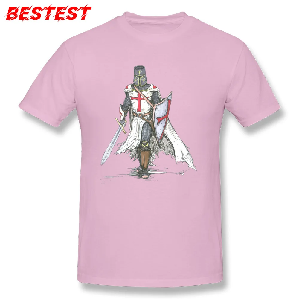 201896Ycrusades middle ages T Shirt 2018 O-Neck Crazy Short Sleeve Pure Cotton Young T Shirts Party Tee-Shirts 201896Ycrusades middle ages pink