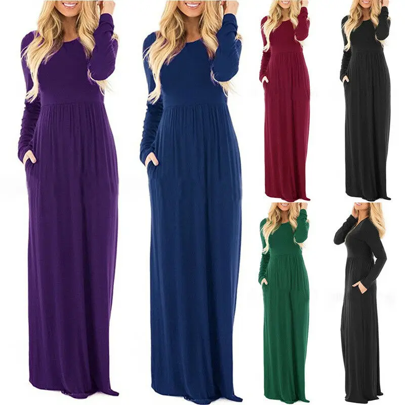 2019 Newest trendy solid o-neck spring summer Women Long Sleeve Maxi Long Dress Evening Party Beach Dress Summer Sundress
2019 Newest trendy solid o-neck spring summer Women Long Sleeve Maxi Long Dress Evening Party Beach Dress Summer Sundress