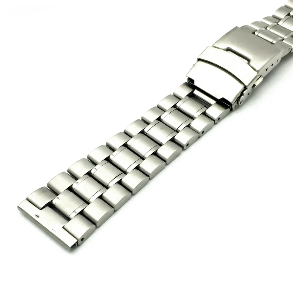 

HQ Stainless Steel Watchband 20mm 22mm 24mm Silver Solid Link Watch Band Strap Replacement Bracelet for Men Women 3 Spring Bars