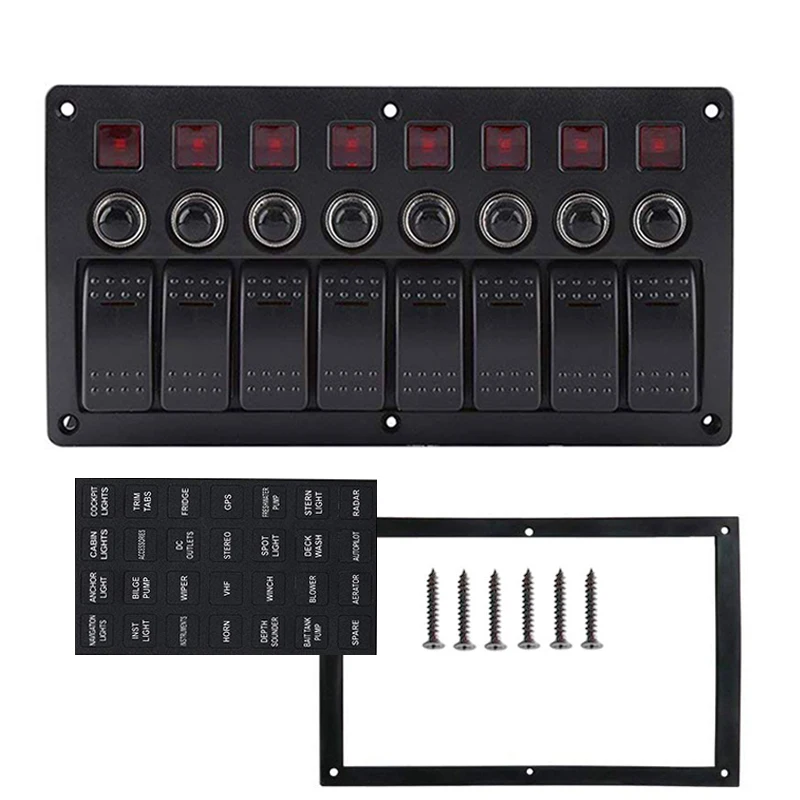 8 Gang Waterproof RV Boat Switch Panel 12 V 24 V Red LED Indicators Toggle Rocket Switch Panel for Car Boat Marine
8 Gang Waterproof RV Boat Switch Panel 12 V 24 V Red LED Indicators Toggle Rocket Switch Panel for Car Boat Marine