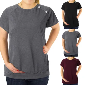Summer Pregnant Clothes Fashion Women's Solid Color Button O-Neck Short Sleeve T-shirt Blouse Enfermera Hot Sale Clothes 2019
Summer Pregnant Clothes Fashion Women's Solid Color Button O-Neck Short Sleeve T-shirt Blouse Enfermera Hot Sale Clothes 2019