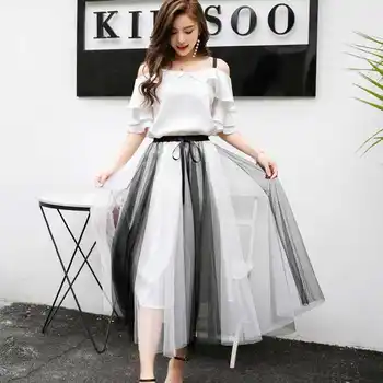 2019 summer Elegant Summer 2 Piece Set Sexy Spaghetti straps Tops + Mesh Long Pleated Beading Skirt Sets 2 Piece Suits
2019 summer Elegant Summer 2 Piece Set Sexy Spaghetti straps Tops + Mesh Long Pleated Beading Skirt Sets 2 Piece Suits