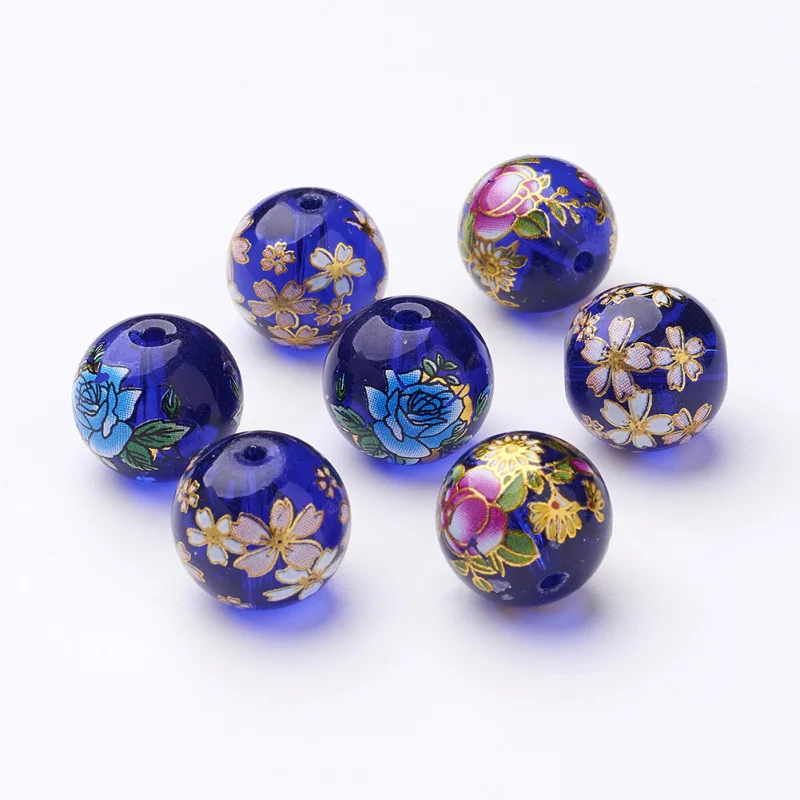 Mixed Pattern Flower Picture Transparent Glass Round Beads, Blue, 14x13mm, Hole: 1.5mm
Mixed Pattern Flower Picture Transparent Glass Round Beads, Blue, 14x13mm, Hole: 1.5mm