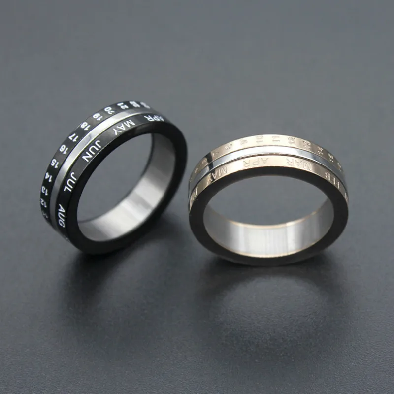 Titanium Steel Couple Rings Digital Date Ring Black Rose Gold Color Lovers Ring Rotatable Women Men Fashion Jewelry Size 6-11
Titanium Steel Couple Rings Digital Date Ring Black Rose Gold Color Lovers Ring Rotatable Women Men Fashion Jewelry Size 6-11