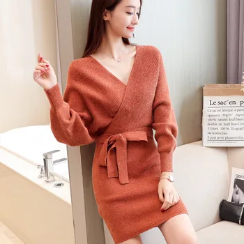 SWYIVY Woman Sweater Dress Long Sleever 2018 Autumn Winter Basic Clothing Female Sexy Hip Sweaters Deep V Neck Knitwear Solid
SWYIVY Woman Sweater Dress Long Sleever 2018 Autumn Winter Basic Clothing Female Sexy Hip Sweaters Deep V Neck Knitwear Solid