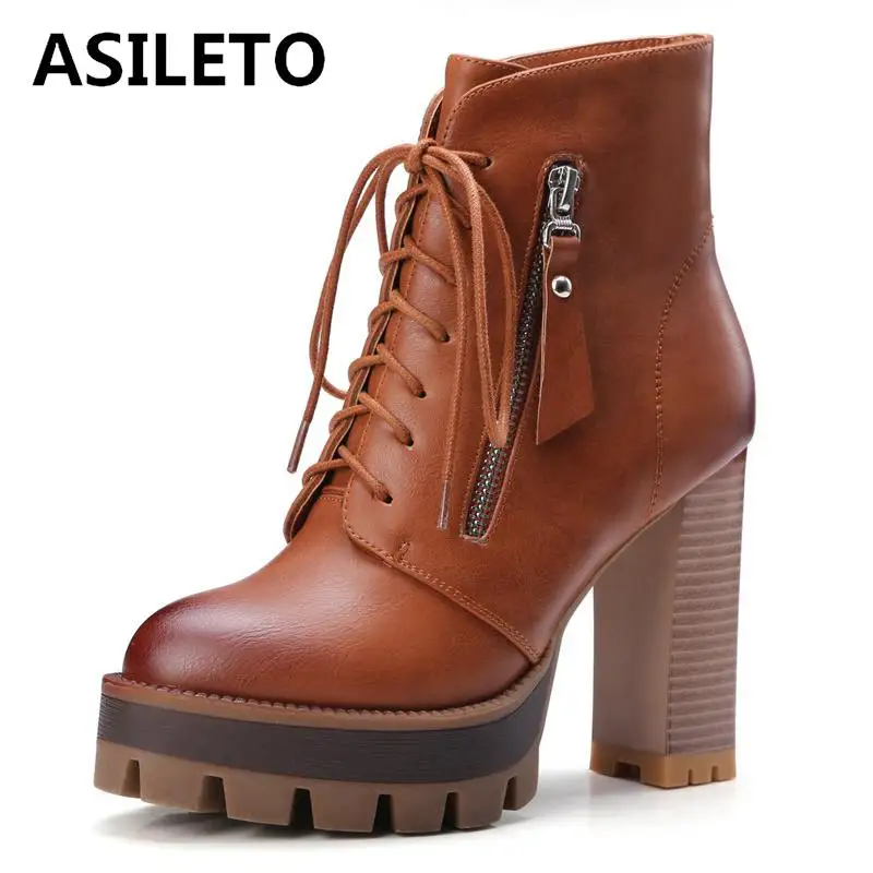 ASILETO 2018 Lace Up Western Style Women Boots Platform PU Autumn Shoes Thick High Heel Winter Shoes Lady Ankle boots 42 A901
ASILETO 2018 Lace Up Western Style Women Boots Platform PU Autumn Shoes Thick High Heel Winter Shoes Lady Ankle boots 42 A901