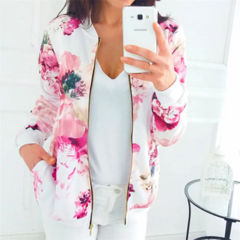 Fashion Women Coats Fall 2019 Basic Floral Printed Jacket Outwear Long Sleeve New Brand Leisure Zipper Jacket For Women Clothing
Fashion Women Coats Fall 2019 Basic Floral Printed Jacket Outwear Long Sleeve New Brand Leisure Zipper Jacket For Women Clothing