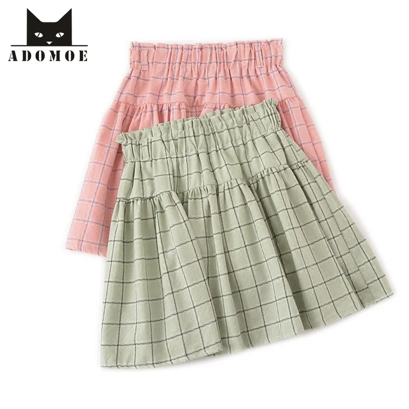 Image Pink Green Summer Women Plaid Pleated Mini Skirt Junior Preppy style Skorts Girl Cute Japanese Skirts with shorts underneath