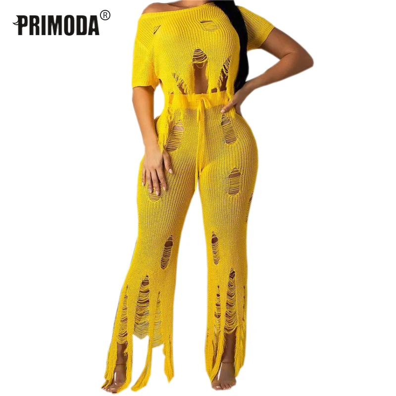 Solid Sexy Women Irregular Tassel Yellow 2 Pieces Women's Sets Hollow Out Tops Long Pants Lady Sweater Sets Outfits Cool PR520G
Solid Sexy Women Irregular Tassel Yellow 2 Pieces Women's Sets Hollow Out Tops Long Pants Lady Sweater Sets Outfits Cool PR520G