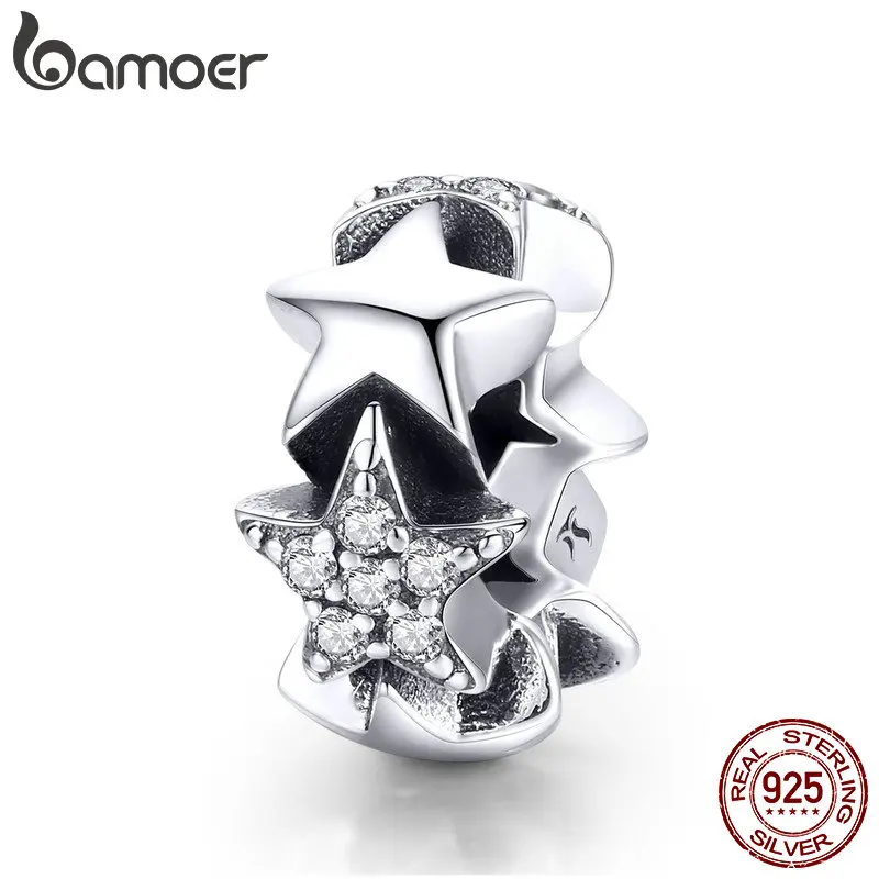 BAMOER Solid 925 Sterling Silver Charm Ferris wheel With AAA CZ DIY for Bracelet