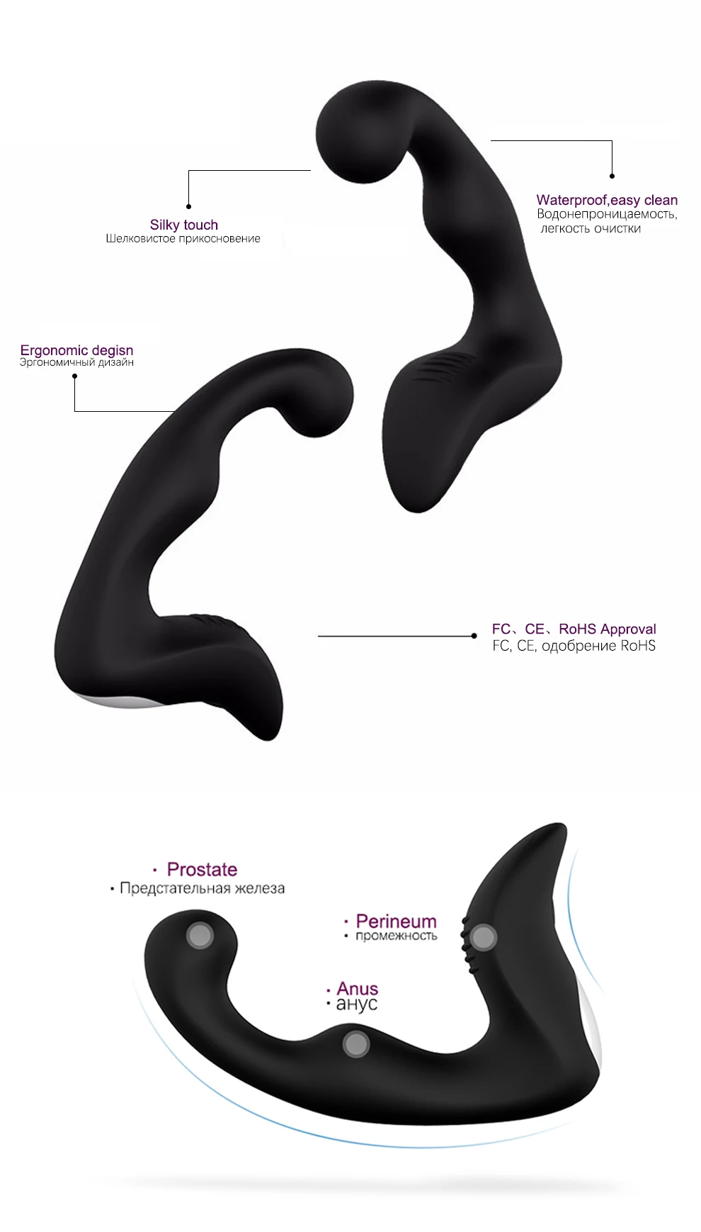 YUECHAO USB Rechargeable Anal Vibrator Plugs Japanese Prostate Massager Anal Sex Toys 7 Speeds Mode for Men Woman Masturbator 5