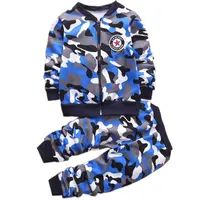 New Children Boys Winter Warm Woolen Outerwear Jack Coat Pants Girls Clothing Set Baby Kids Hoody Trousers Camouflage Tracksuit image