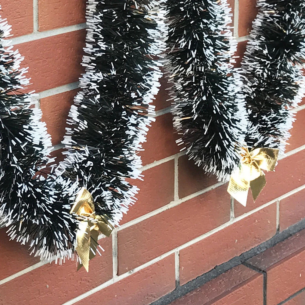 2m Christmas Tree Bowknots Tinsel Garland Home Party Wall Door Decor Ornaments