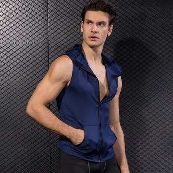 Fashion men's tight-fitting hooded vest mens thin Casual Solid color sleeveless jacket Gym quick-drying zipper waistcoat Top
Fashion men's tight-fitting hooded vest mens thin Casual Solid color sleeveless jacket Gym quick-drying zipper waistcoat Top