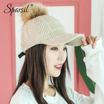 Sparsil Women Winter Wool Knit Baseball Caps Thick Striped Crochet Knitted Hat+Removable Mink Hairball Female Warm Fleece Hats
Sparsil Women Winter Wool Knit Baseball Caps Thick Striped Crochet Knitted Hat+Removable Mink Hairball Female Warm Fleece Hats