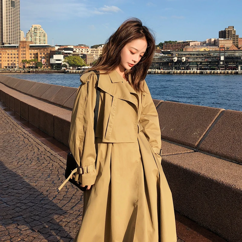 2019 New Spring Autumn Windbreaker Female temperament was thin Korean British Chic Long Cape Trench Coat For Women Overcoat N696
2019 New Spring Autumn Windbreaker Female temperament was thin Korean British Chic Long Cape Trench Coat For Women Overcoat N696
