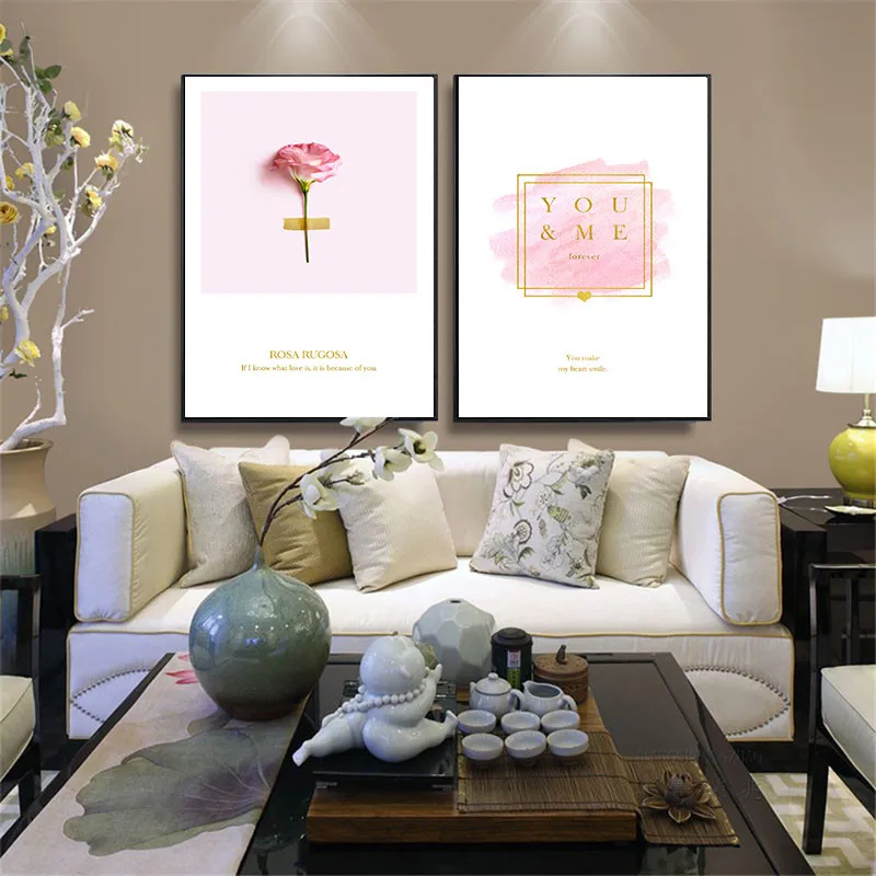 HAOCHU-Frameless-Picture-Retro-Animal-Flamingo-Pink-Feather-Oil-Canvas-Painting-Nordic-Decoration-Wall-Poster-for