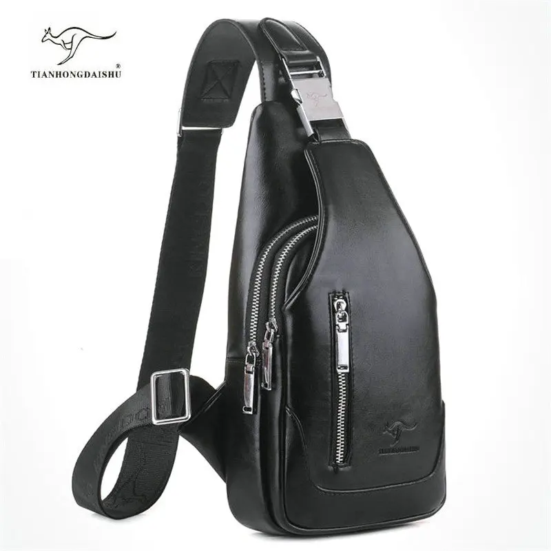 2019 Vintage Cowhide Leather men's chest bag fashion casual retro solid color shoulder Messenger bag With USB charging hole
2019 Vintage Cowhide Leather men's chest bag fashion casual retro solid color shoulder Messenger bag With USB charging hole