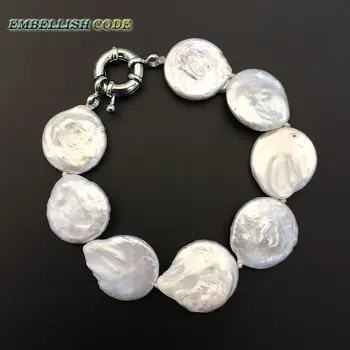 HOT large size baroque pearl bracelet button coin shape natural freshwater pearls white color fine jewelry for national flavor
HOT large size baroque pearl bracelet button coin shape natural freshwater pearls white color fine jewelry for national flavor