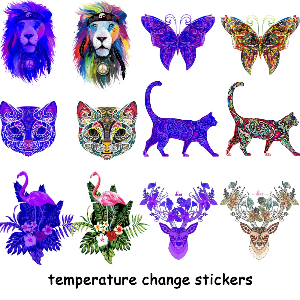 lion butterfly flamingo animal patches for clothing body temperature change color iron-on transfer for clothes thermal stickers
lion butterfly flamingo animal patches for clothing body temperature change color iron-on transfer for clothes thermal stickers
