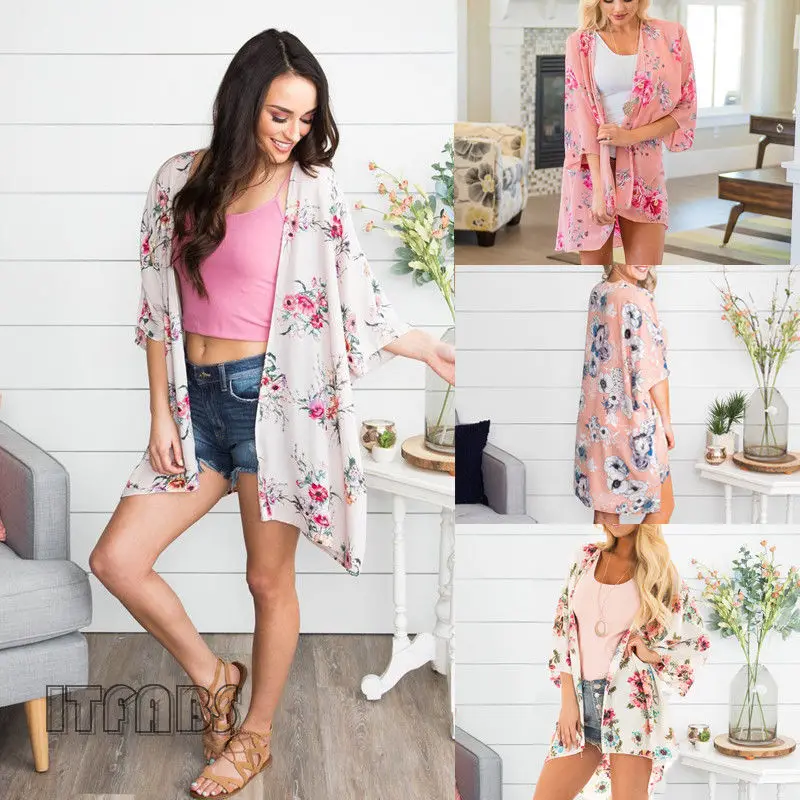 Fashion Casual Women Ladies Blouses Floral Loose Shawl Vintage Kimono Cardigan Boho Chiffon Blouse Beige Pink White Clothes
Fashion Casual Women Ladies Blouses Floral Loose Shawl Vintage Kimono Cardigan Boho Chiffon Blouse Beige Pink White Clothes